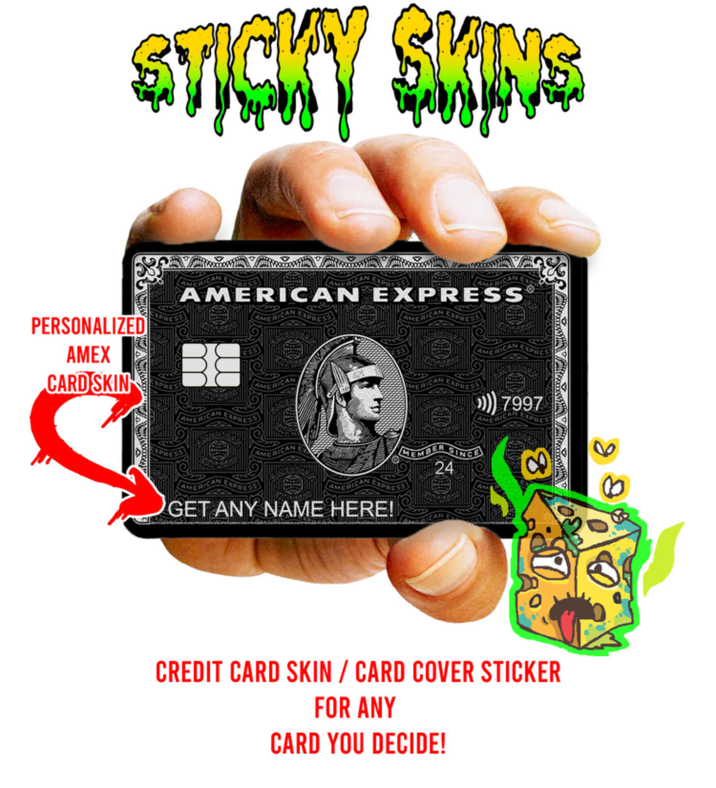 Personalized AYEMEX Credit Card Skin- Wrap Decal Pre-Cut Sticker MERICAN EXPRESS