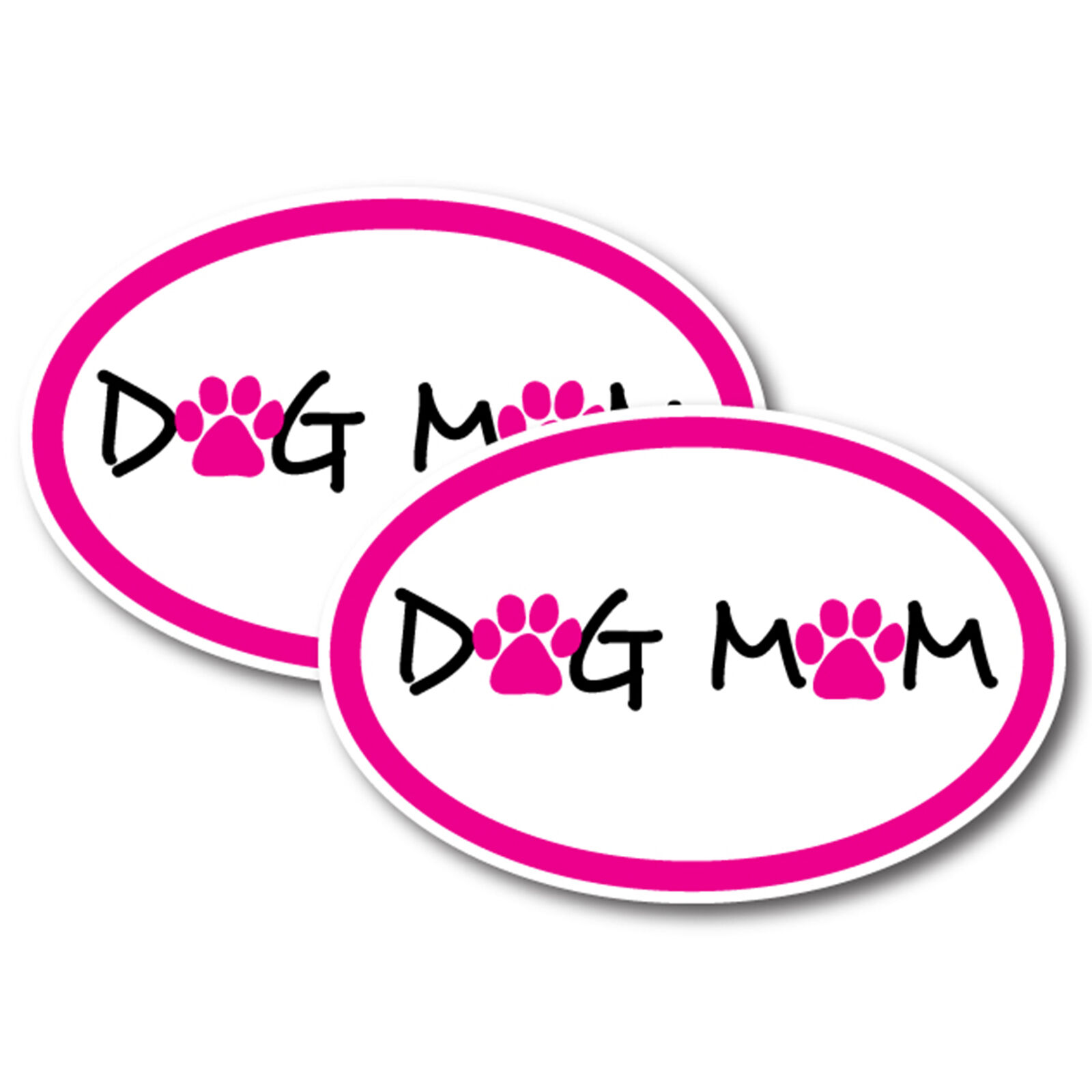 Dog Mom Pink Oval Magnet Decal, 4x6 Inches, Automotive Magnet 2 Pack