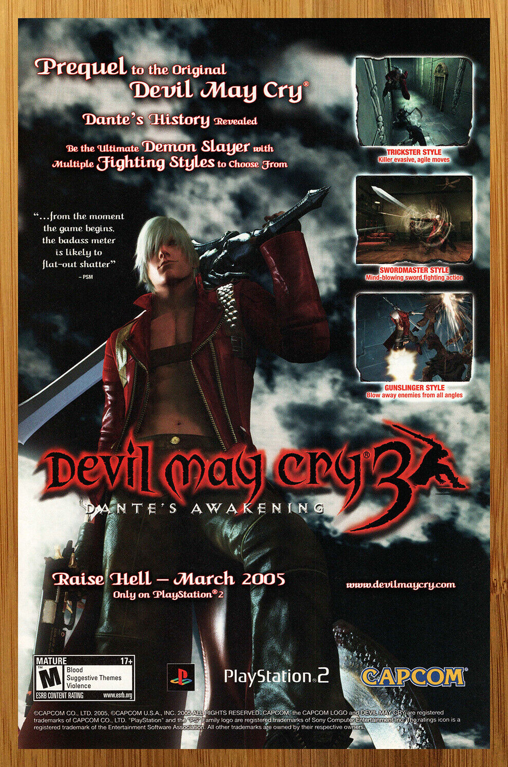 2005 Devil May Cry 3 Playstation 2 PS2 Vintage Print Ad/Poster Official Game Art