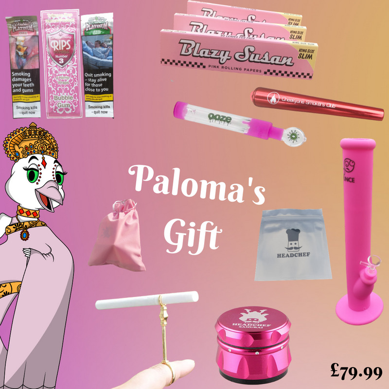 Smoker's Giftset for Girls- Paloma's Gift - Pink Silicone Bong & Smoke Supplies