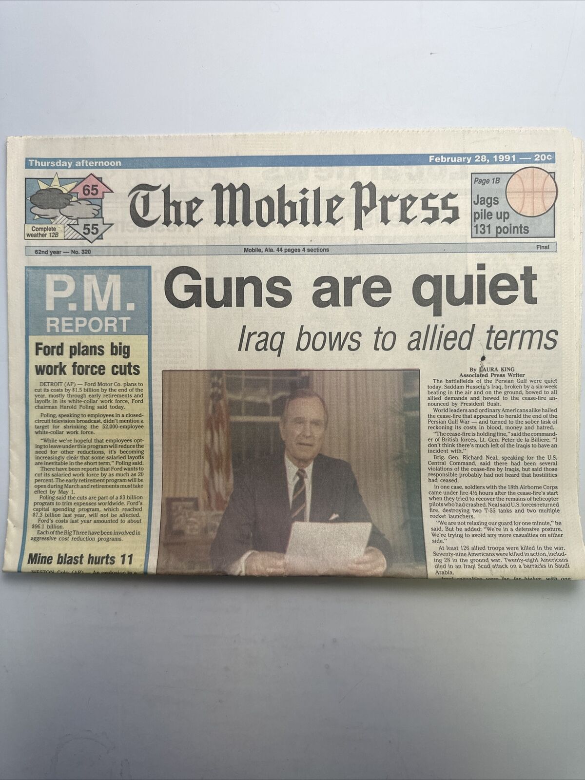 The Mobile Press Register, February 28th, 1991 ‘Guns are Quiet’ Edition
