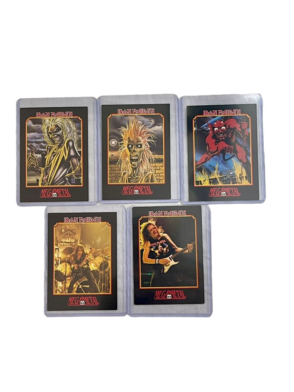 Vintage 1991 Mega Metal Trading Cards Lot Of 5 Iron Maiden Cards 