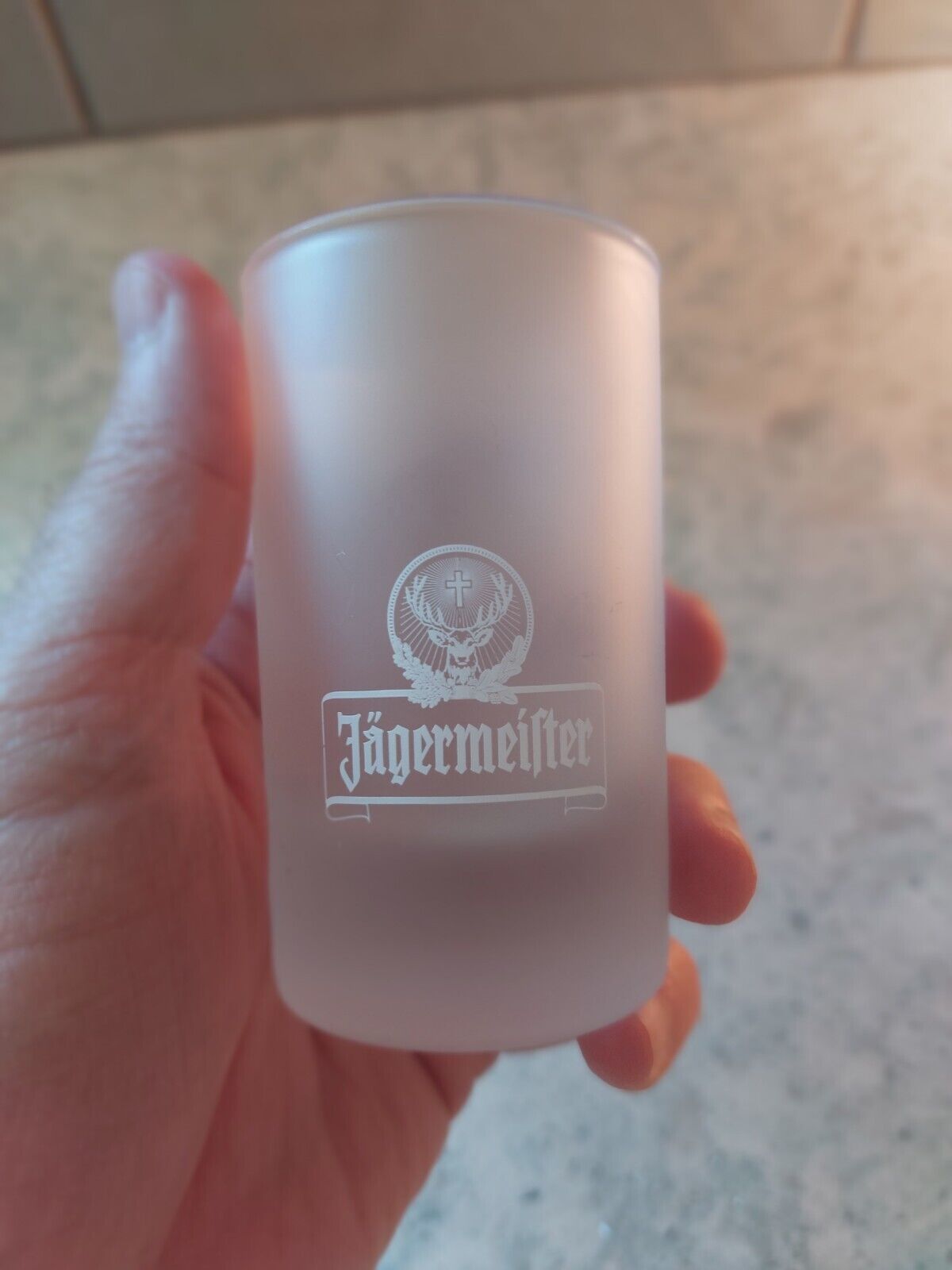 Jagermeister Frosted Double Shot Glass W/Measurement Fill Lines