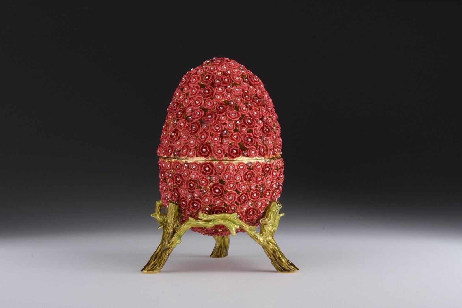 Large rose egg  LIMITED EDITION trinket box by Keren Kopal & Austrian crystals 