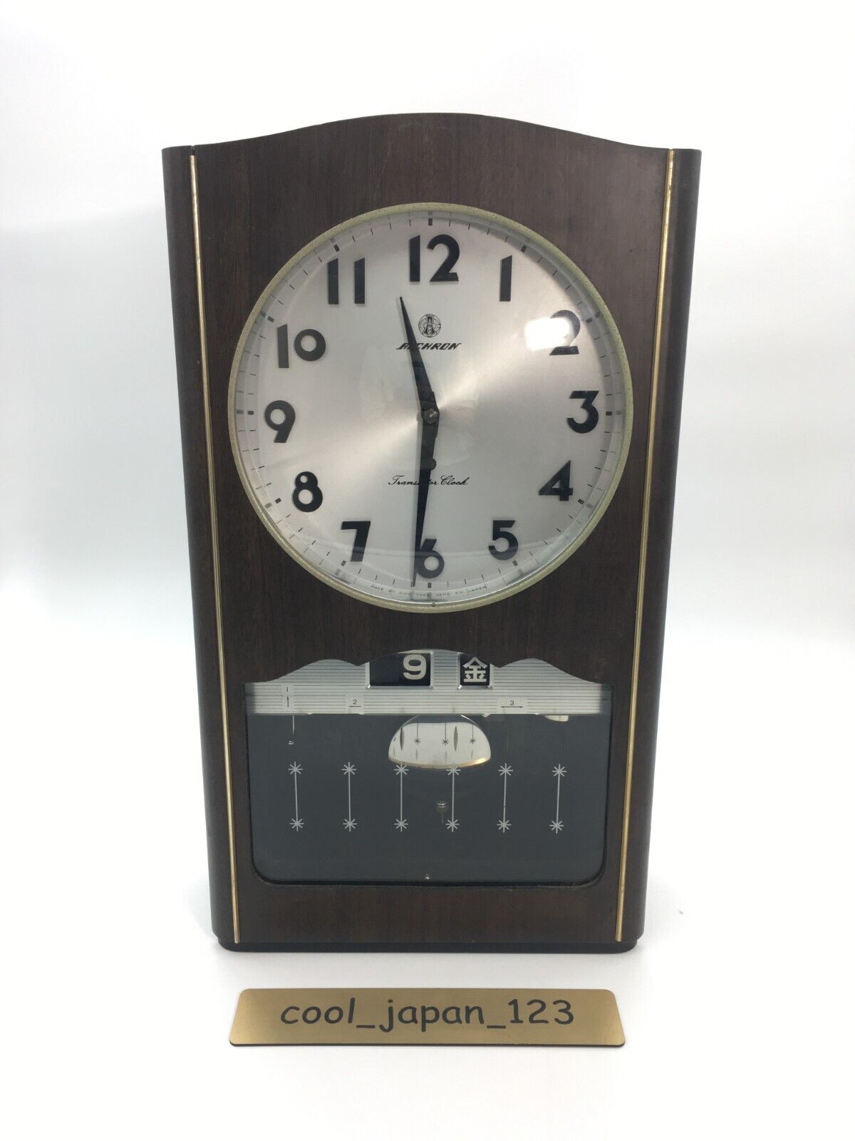Vintage Mid-Century Aichi Tokei AICHRON Wood Transistor Battery Wall Clock MCM J