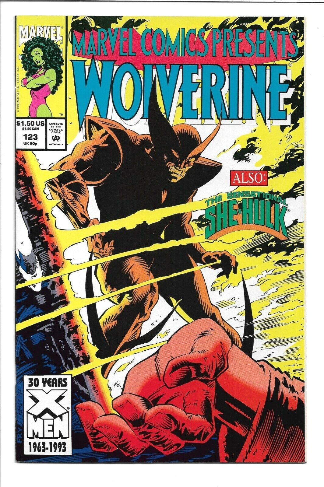 Marvel Comics Presents #123 Wolverine Ghost Rider She-Hulk 1993,  9.0 VF/NM