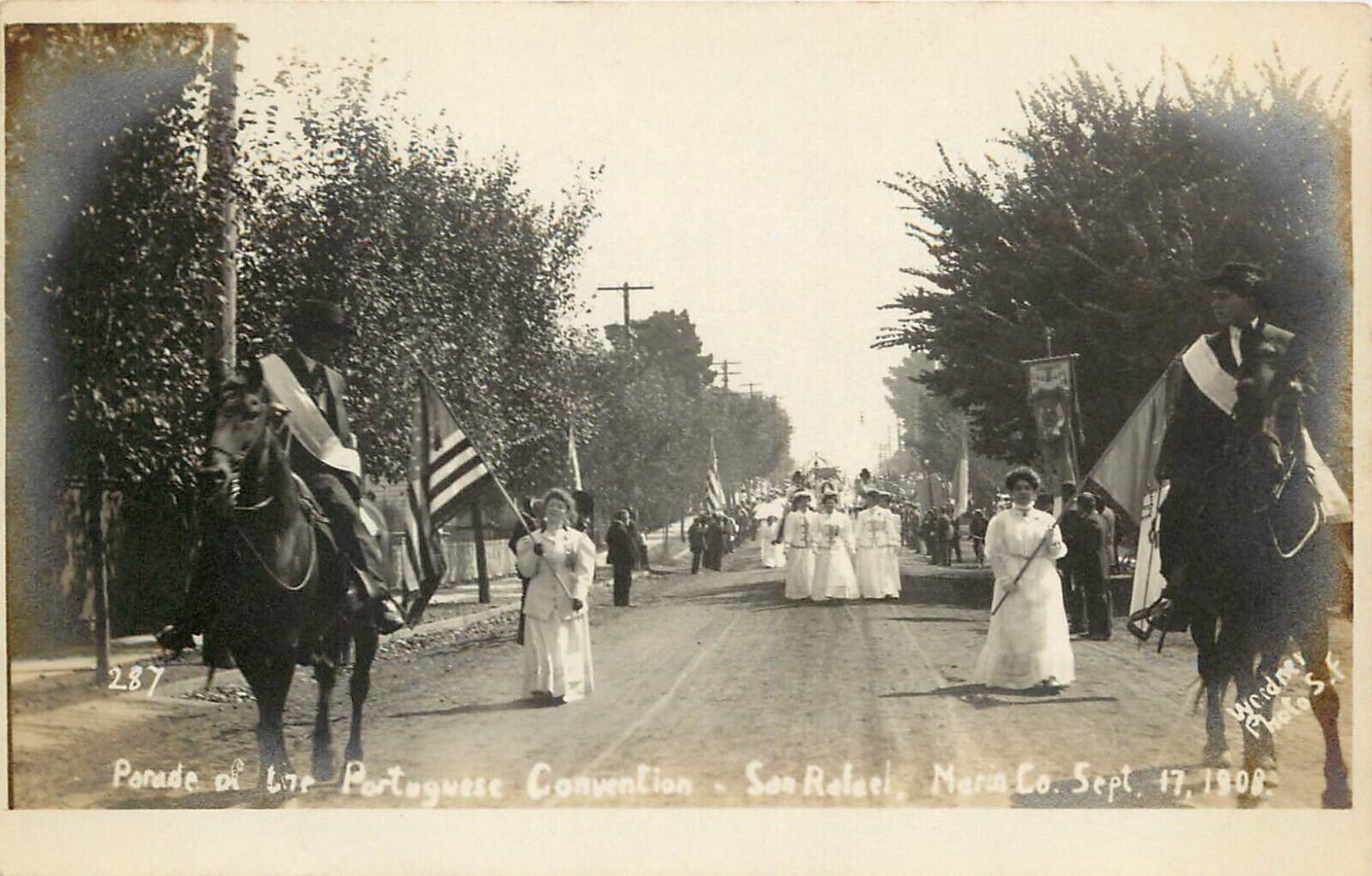 Weidner RPPC Parade Portuguese Convention, San Rafael Marin County Sept 17 1908