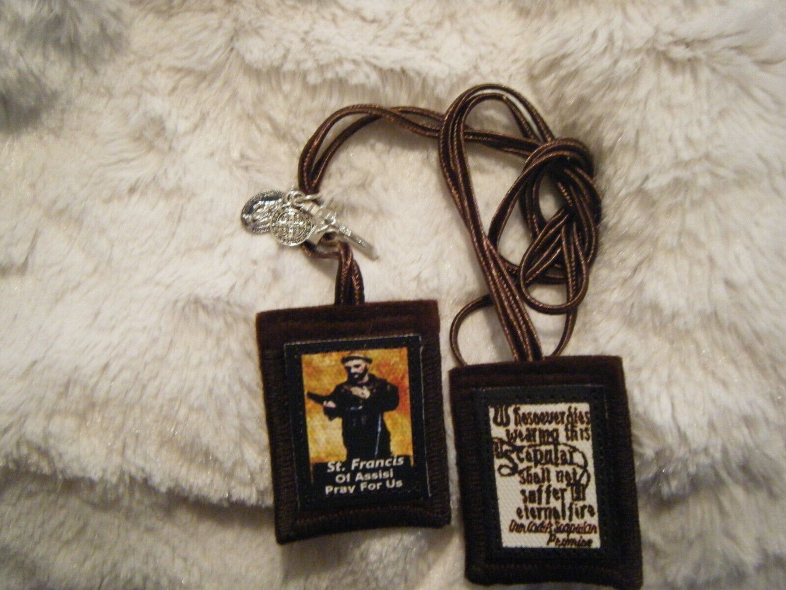 St Francis of Assisi Brown Scapular Handmade 100% Wool Catholic Approved