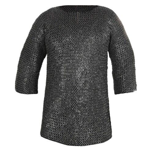 Half Sleeve Chain Mail Shirt ID, WEDGE RIVETED FLAT RINGS Large Size Halloween
