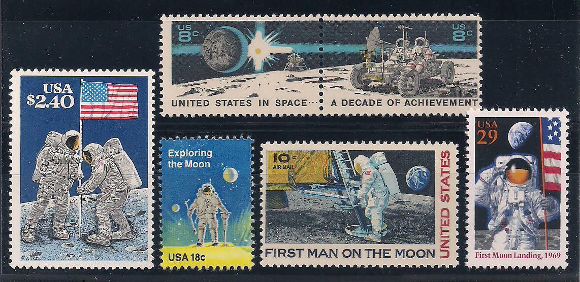 APOLLO MOON EXPLORATION MISSIONS - SET OF 6 U.S. STAMPS - MINT CONDITION