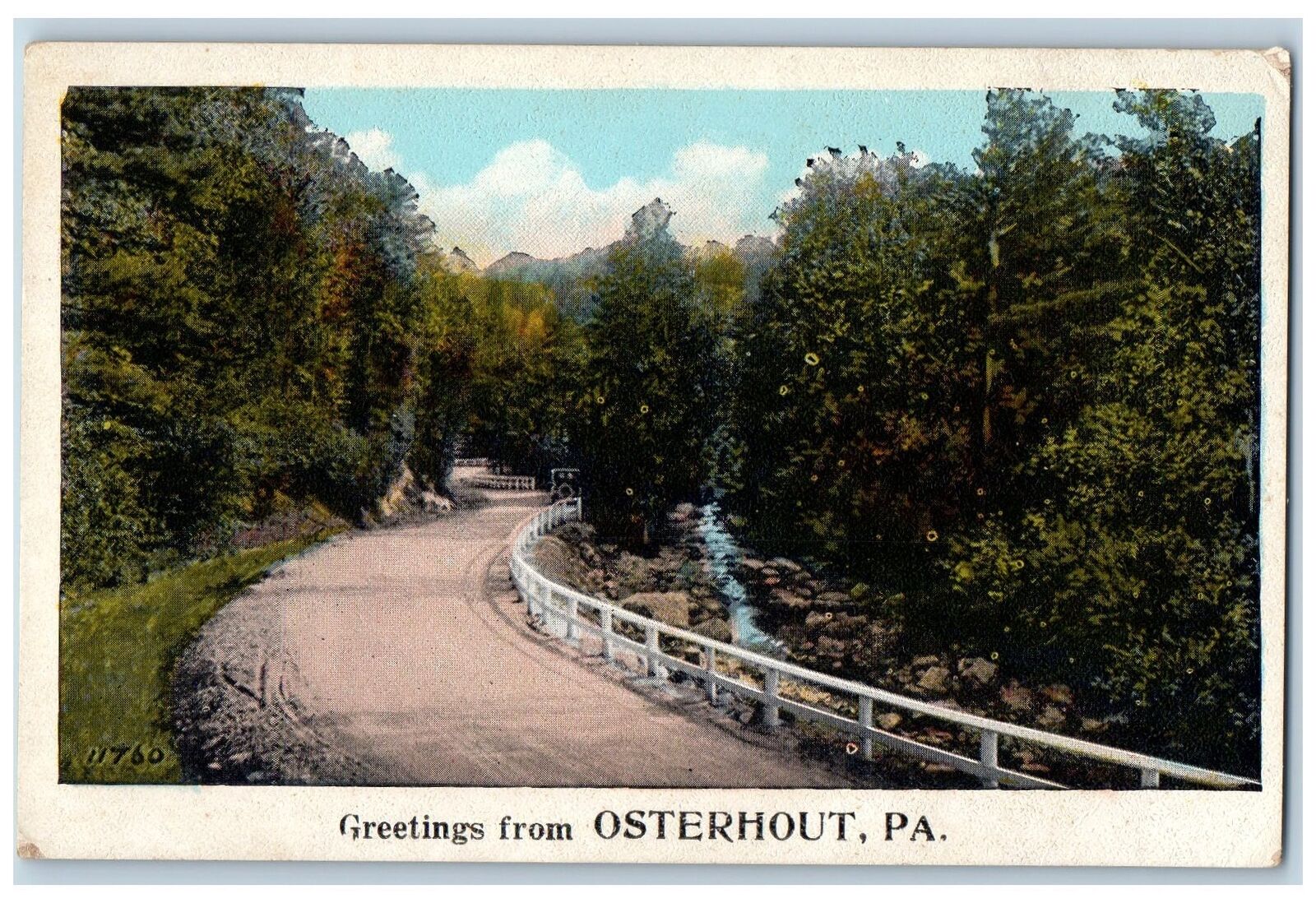 Osterhout Pennsylvania PA Postcard Greetings Country Road Trees Scene c1920's