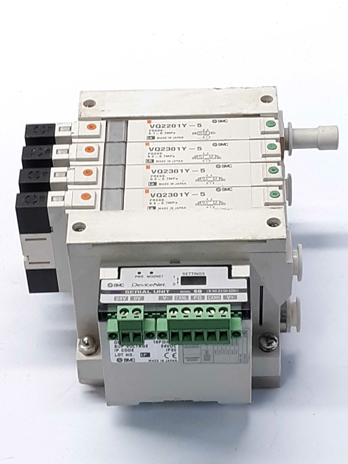 SMC EX120- SDN1 Interface Unit w/ 4 Position Solenoid Valves  