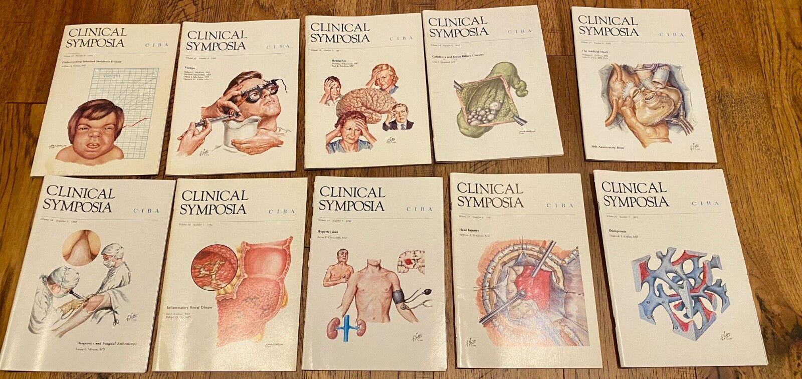 Clinical Symposia CIBA lot of 10 booklets from the 80's.  Includes binder