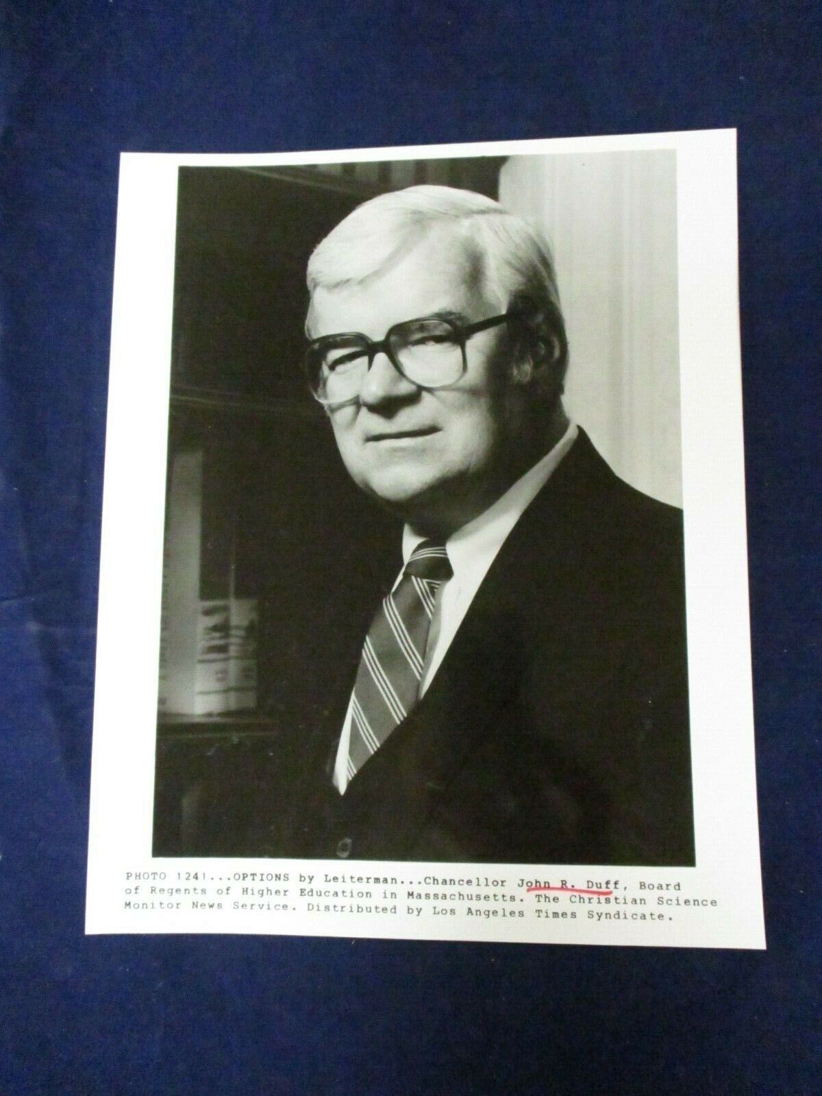 Glossy Press Photo Vintage John R. Duff higher education Christian Science news