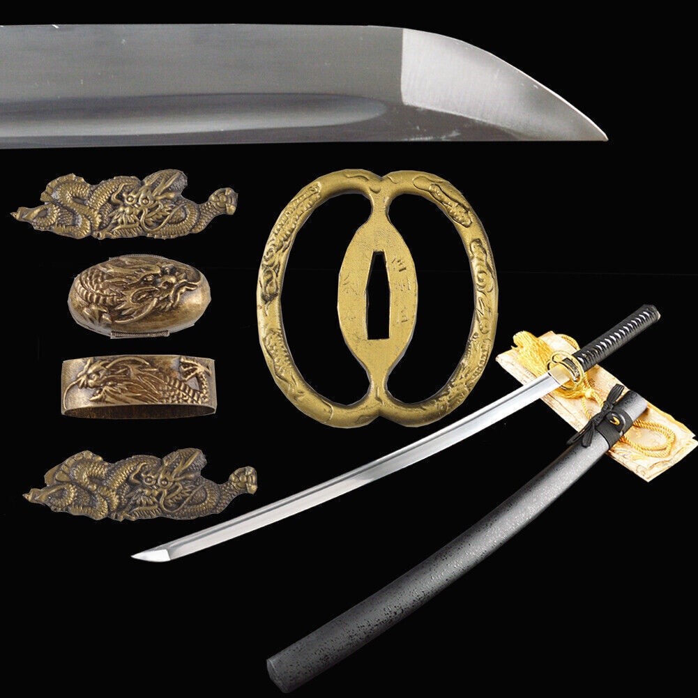 Matt Black Scabbard Japanese Samurai Katana 1060 Carbon Steel Sharp Blade Sword 
