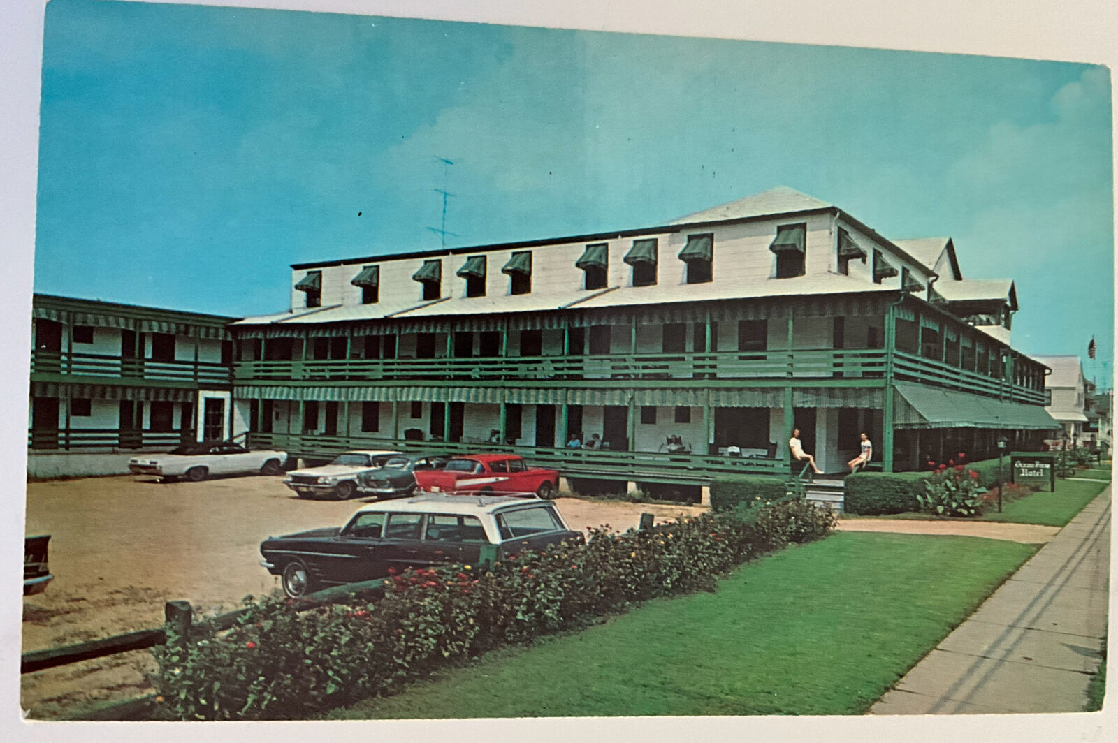 Ocean View Hotel Bay Head New Jersey NJ c1960s Postcard Motel Inn Old Cars