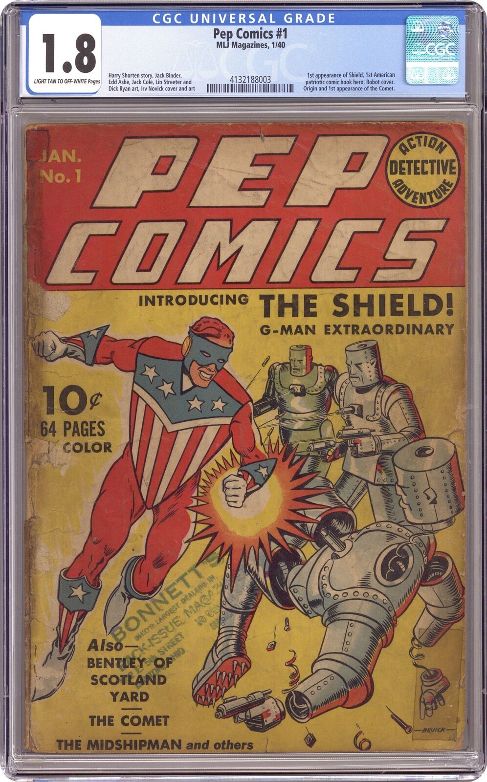 Pep Comics #1 CGC 1.8 1940 4132188003 1st app. The Shield