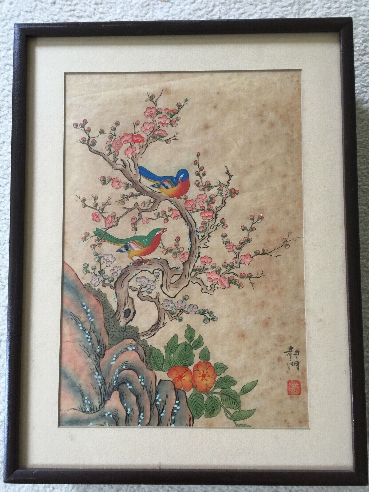 Chinese painting in wood Frame - winter plum blossom and birds  20\