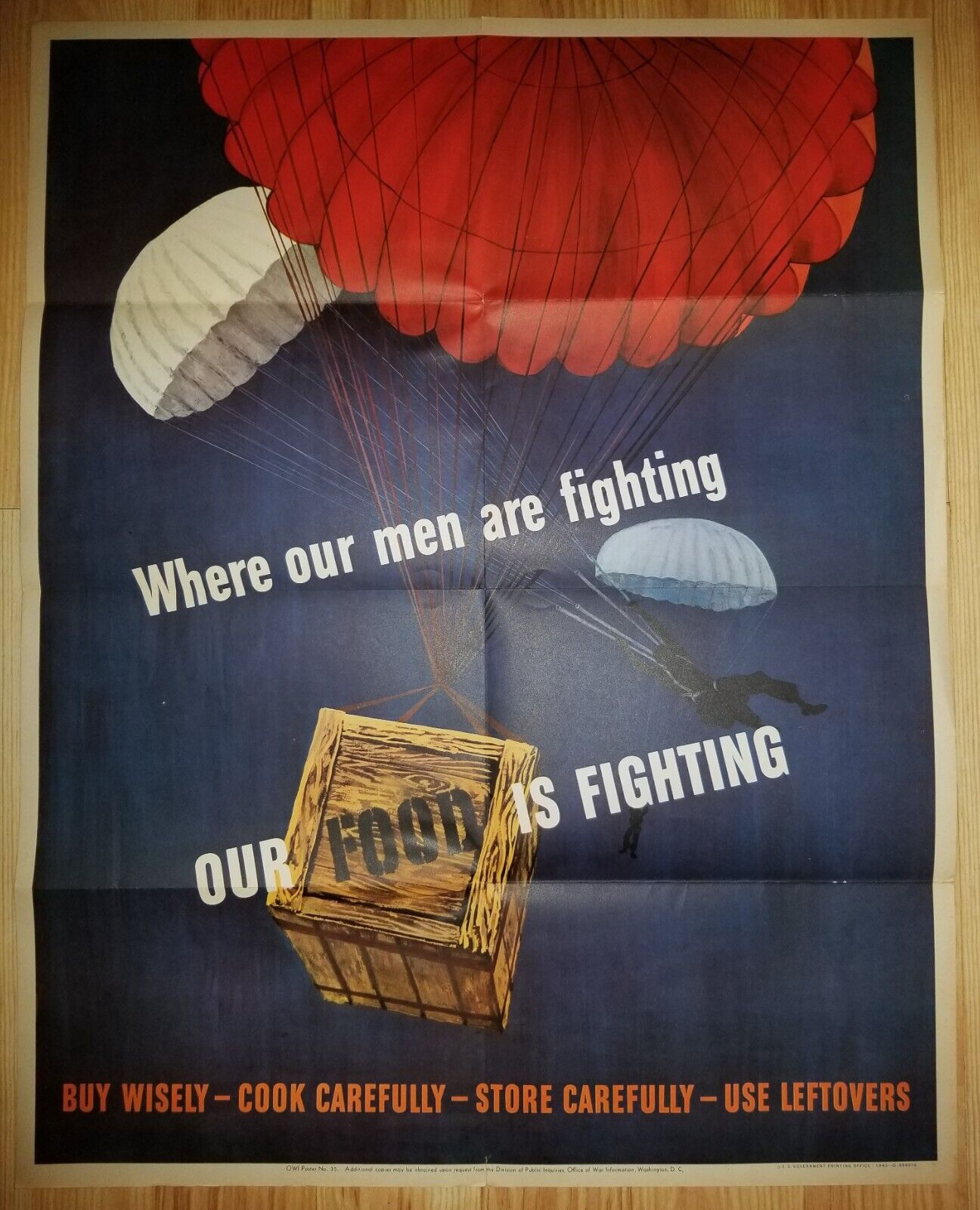Original 1943 WWII “Where Our Men Are Fighting Our Food is Fighting” Poster