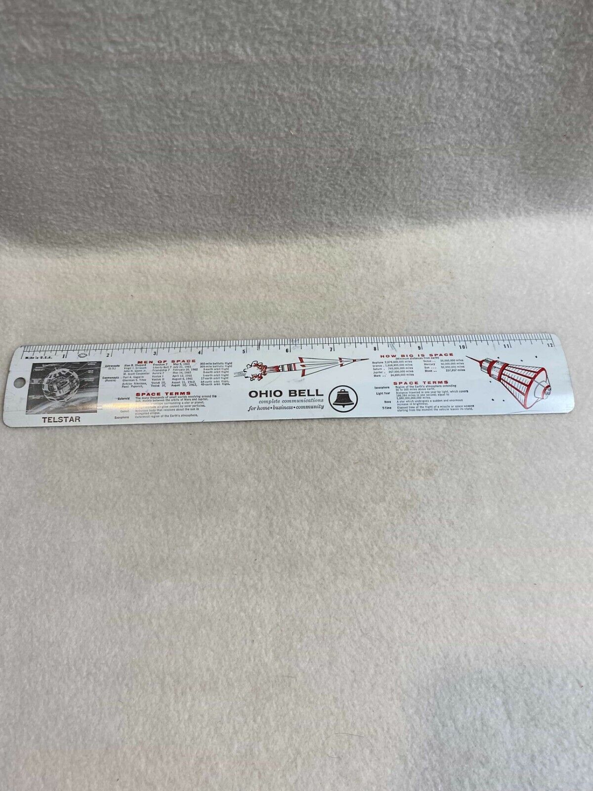 Vintage Collectible Ohio Bell White Telstar Metal Ruler