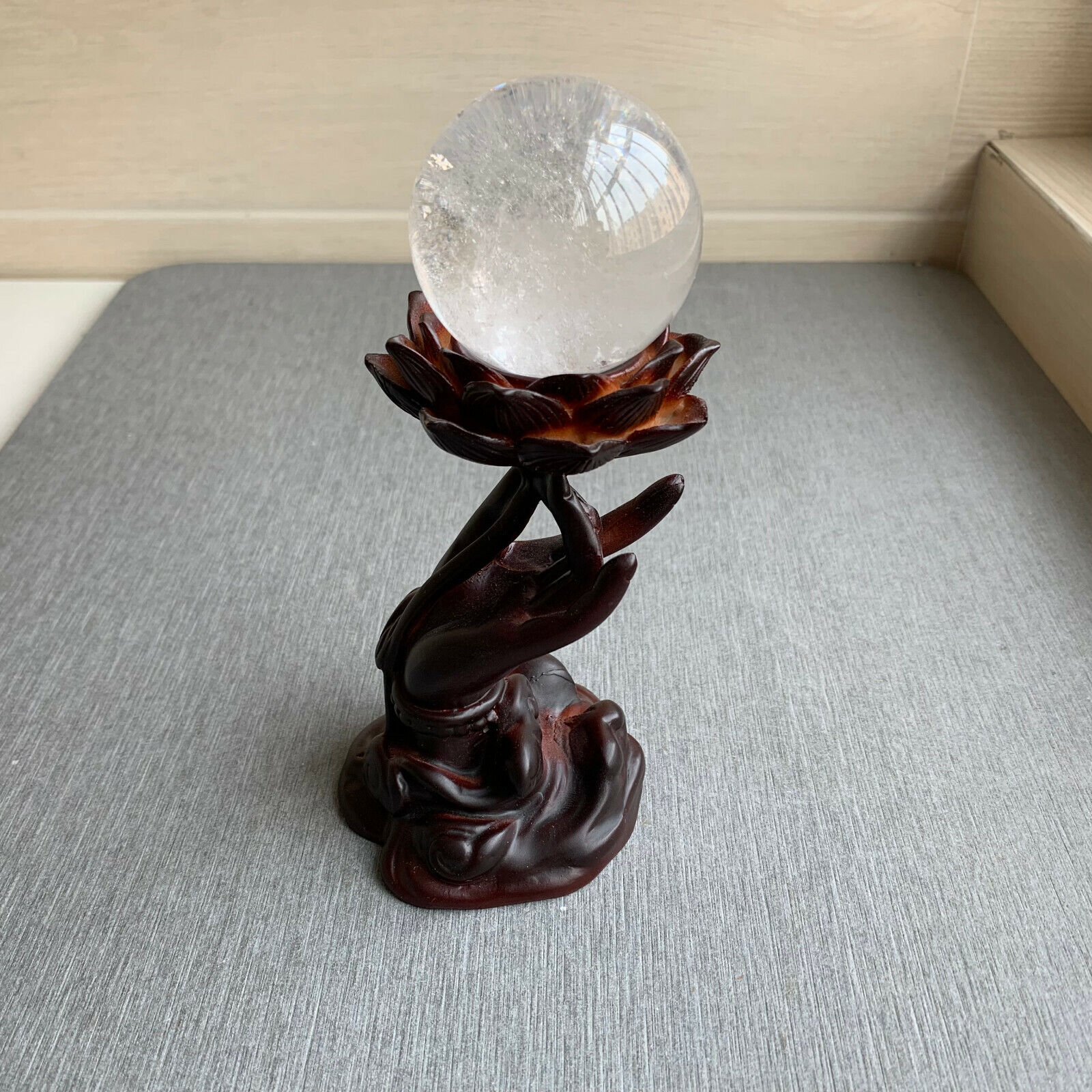 1PCS Natural clear quartz ball crystal magic Sphere healing +base 