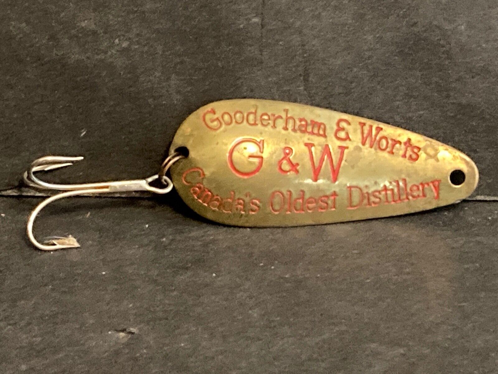 Vintage Fish Hook Spoon GOODERHAM & WORTS Distillery Advertising G&W Lure
