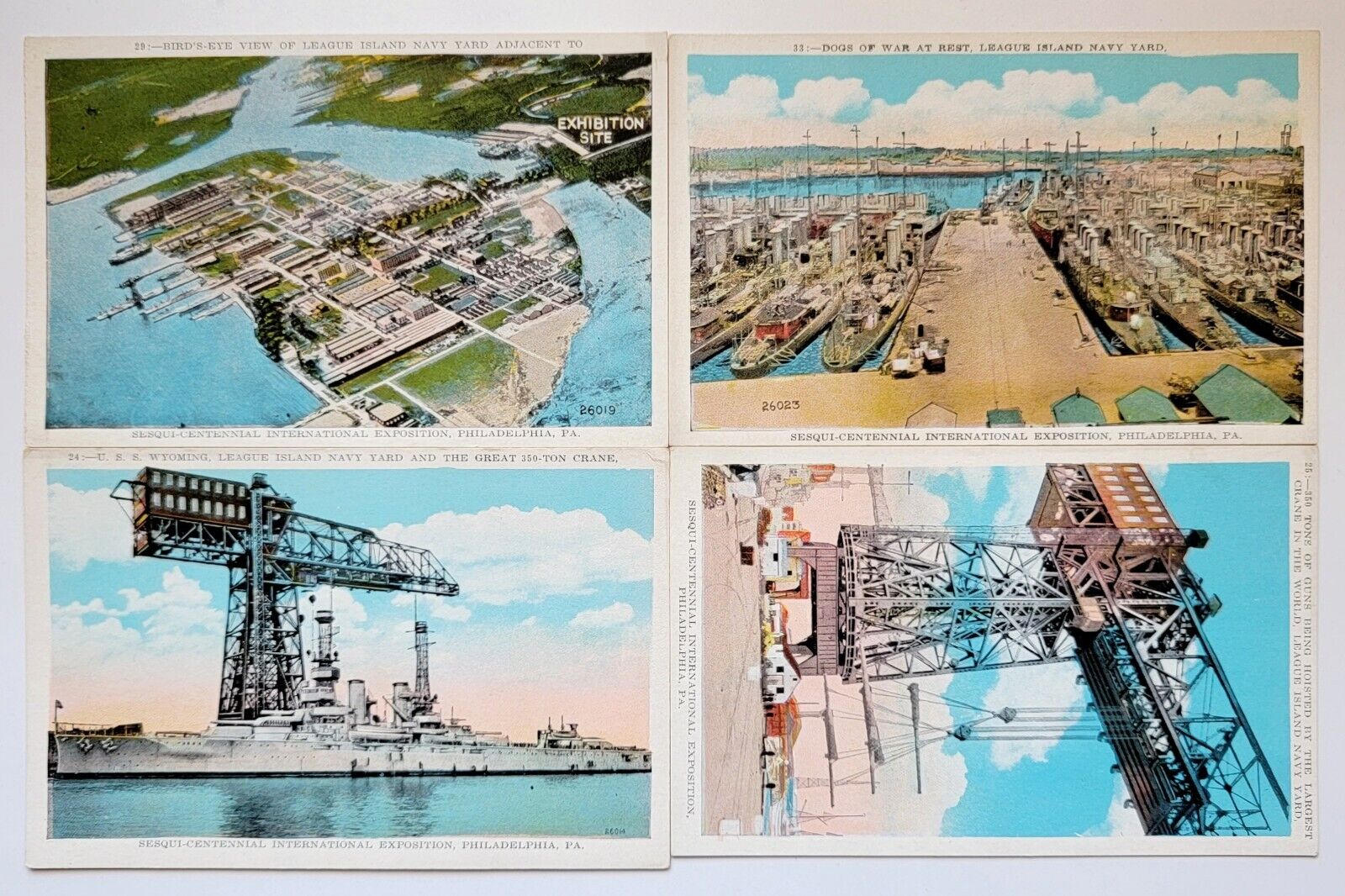 1926 Sesqui Centennial Expo Postcard U.S.S. Wyoming League Island Navy Yard Lot