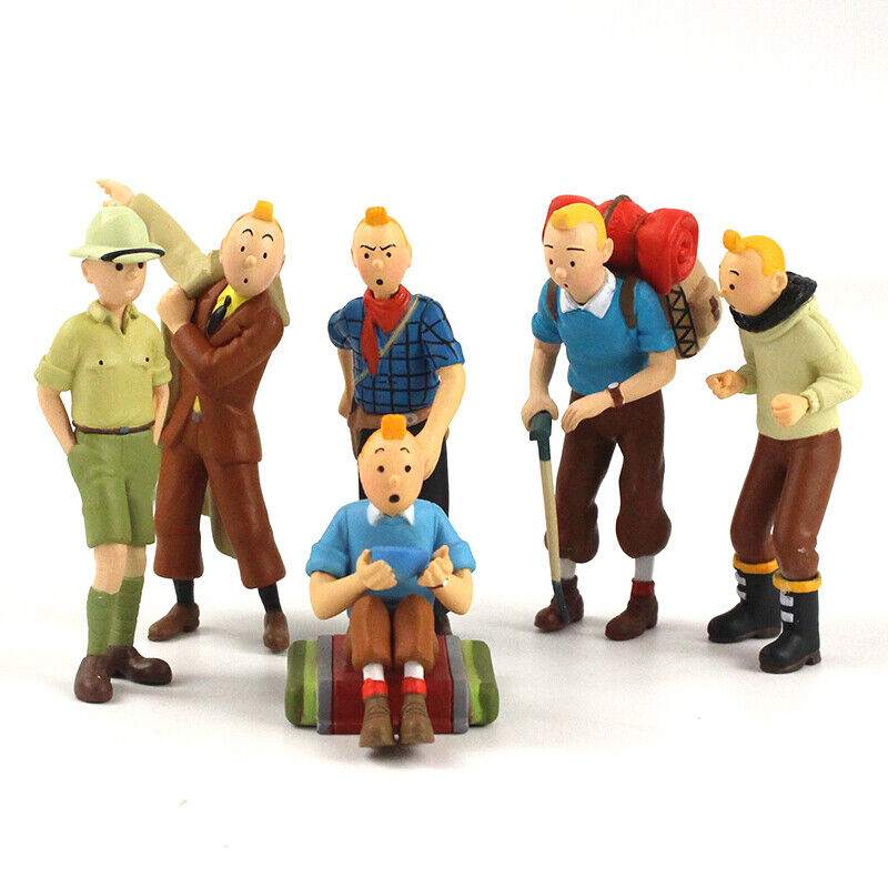 6pcs/lot The Adventures of Tintin Statue Figures PVC Collectible Model Toy