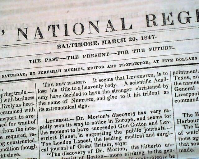 The Mormon Battalion 1847 Rare Mention Niles' Register Colonel Cook Newspaper