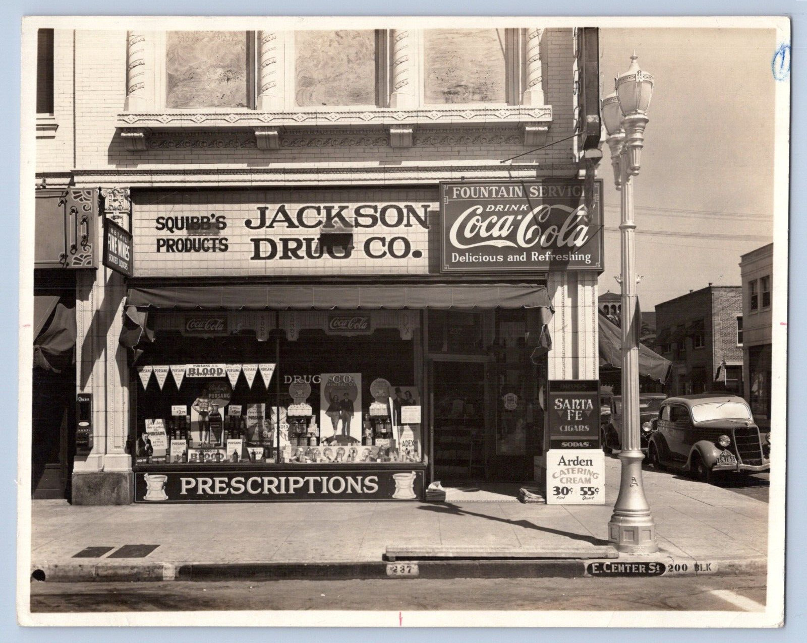 RARE ORIG. 1930'S. ANAHEIM,CA. JACKSON DRUG CO. 237 E. CENTER ST 8X10 PHOTO WOW