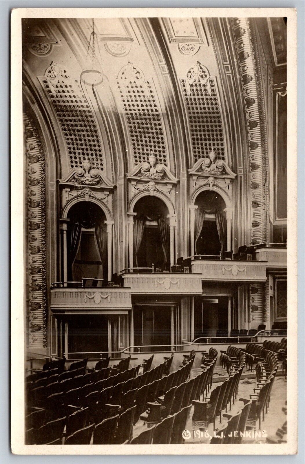 A View Of The Interior Olympia Theatre New Bedford Mass RPPC 1916 Postcard S3