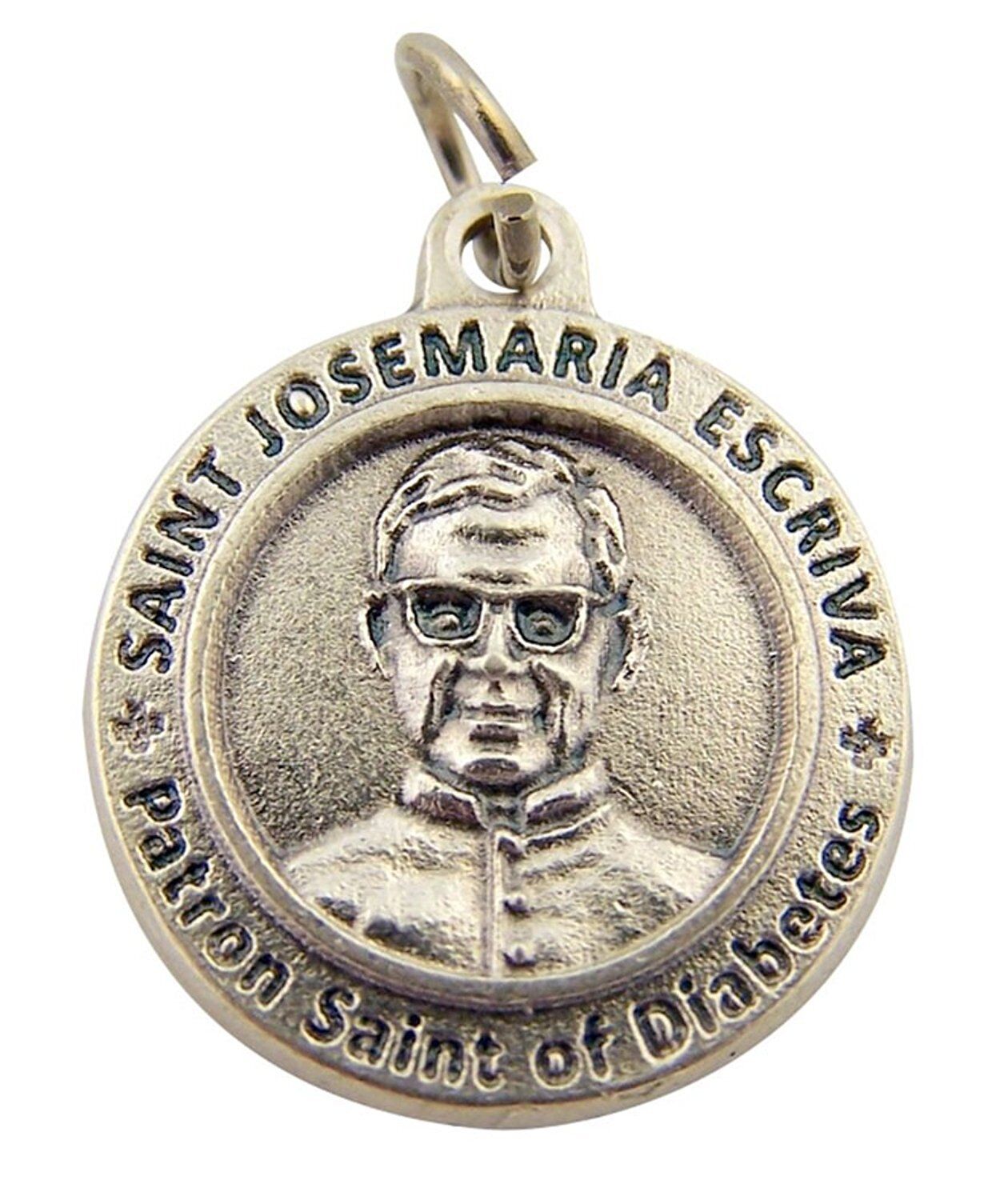 Silver Toned Base Catholic Patron Saint Josemaria Escriva Medal Pendant, 3/4 In