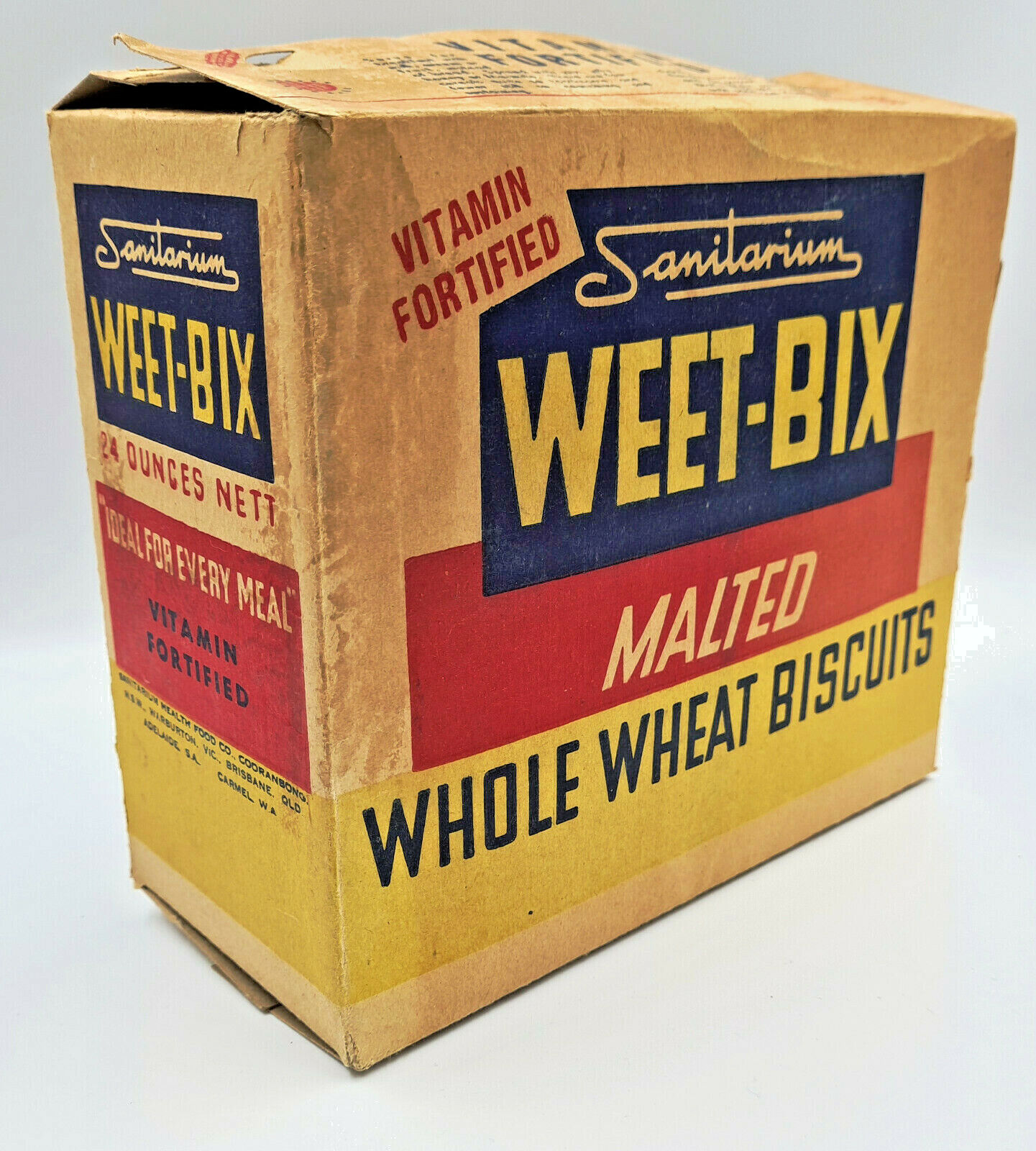 1940s CEREAL RARE VERY OLD ANTIQUE VINTAGE SANITARIUM WEET-BIX BOX ADVERTISING
