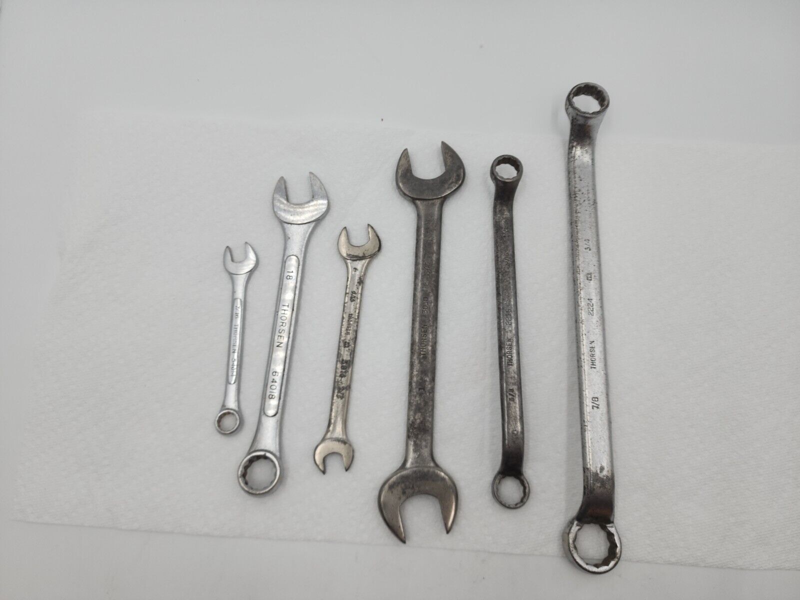 THORSEN 6 pc Combination/Open/Box End Wrench Lot 2224,2216,3030,3016,54014,64018