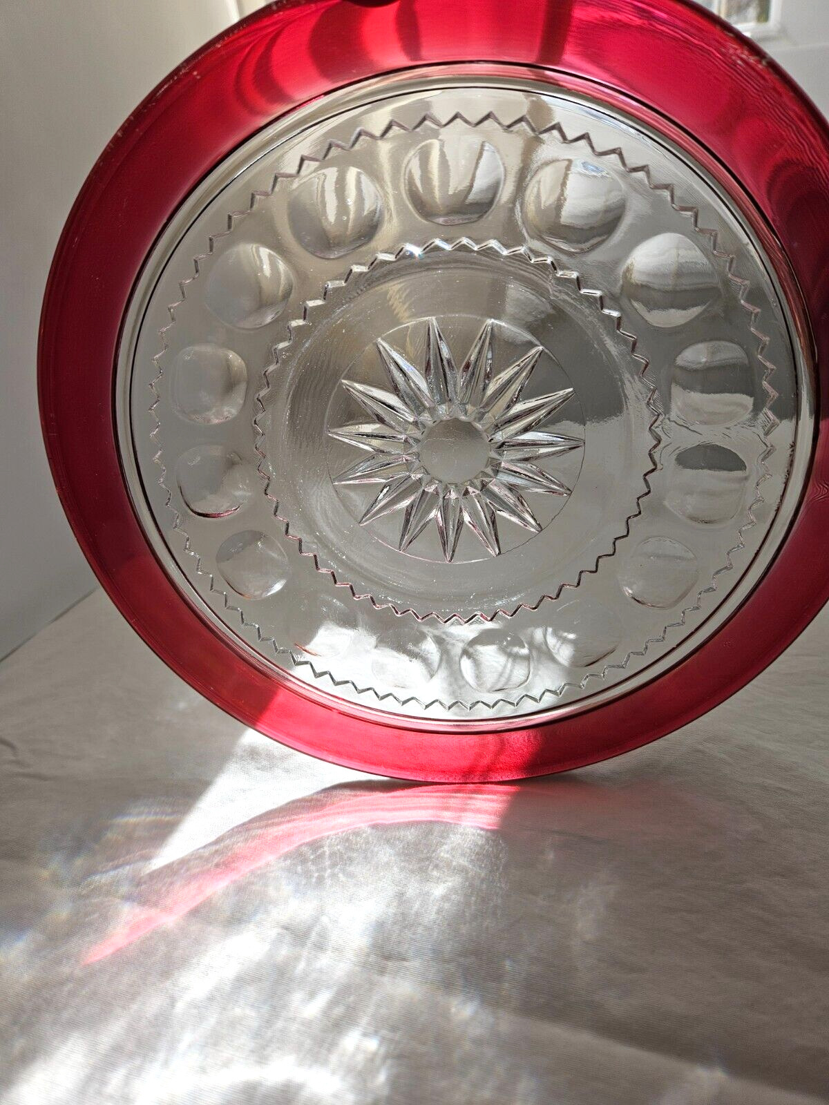 VTG Indiana Dessert Plate~Kings Crown Thumbprint~Tiffin Star~Ruby Red (BD Avail)