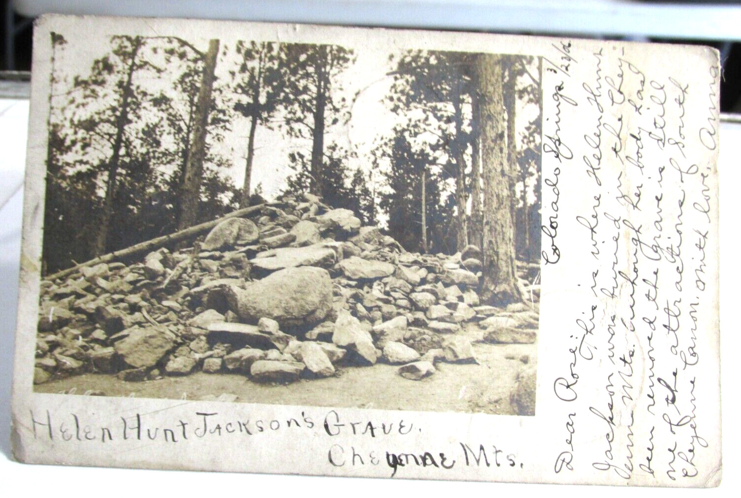 1906 Colorado Springs Colorado Co RPPC Postcard of Helen Hunt Jackson\'s Grave