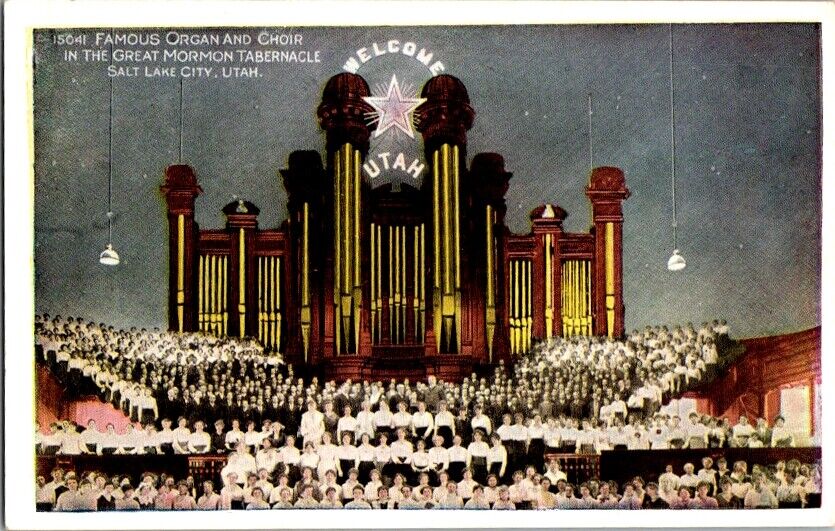 Postcard Famous Organ Choir Great Mormon Tabernacle Salt Lake City UT Utah I-570