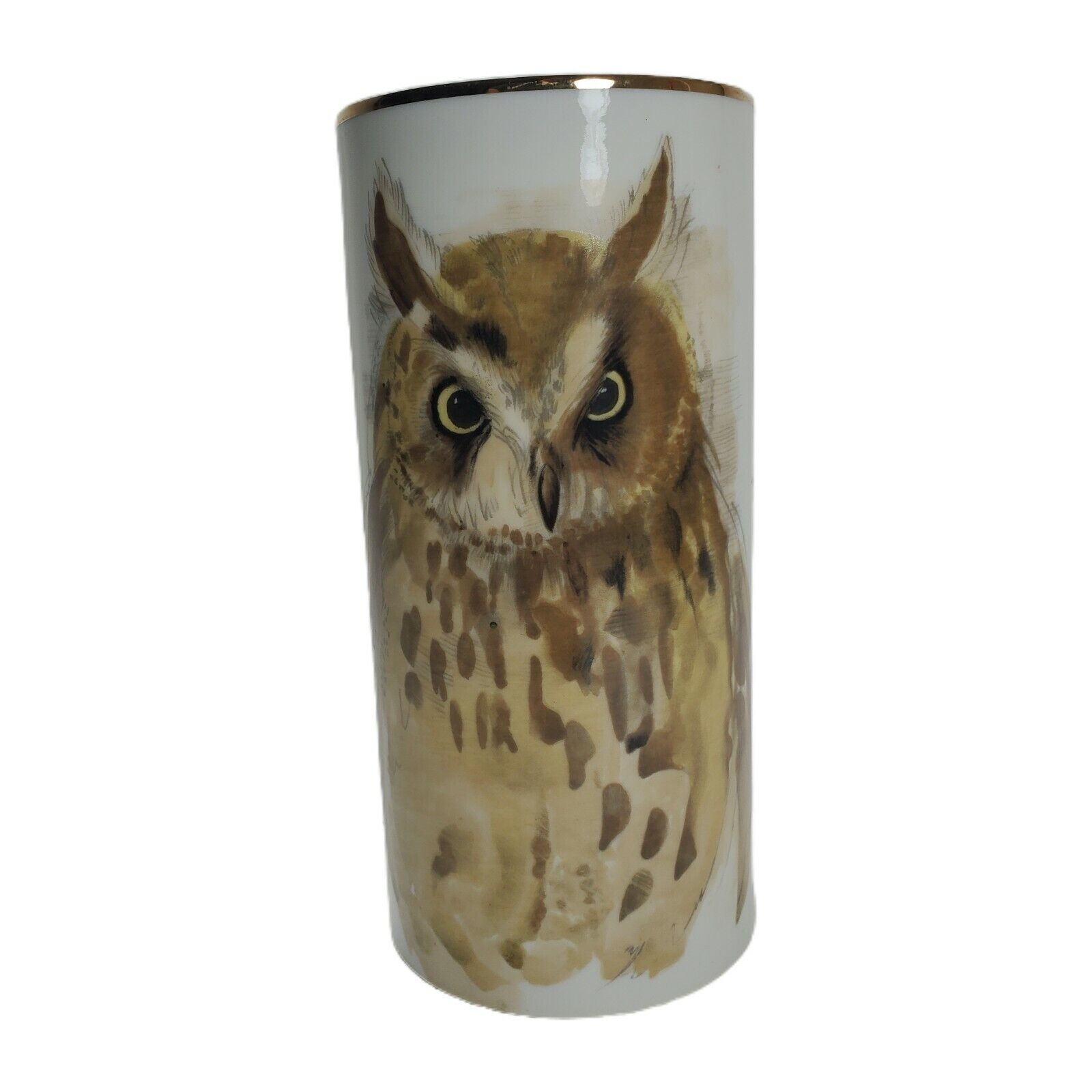 Vintage Enesco Owl Flower Vase Porcelain Woodland Haven 1976 Japan