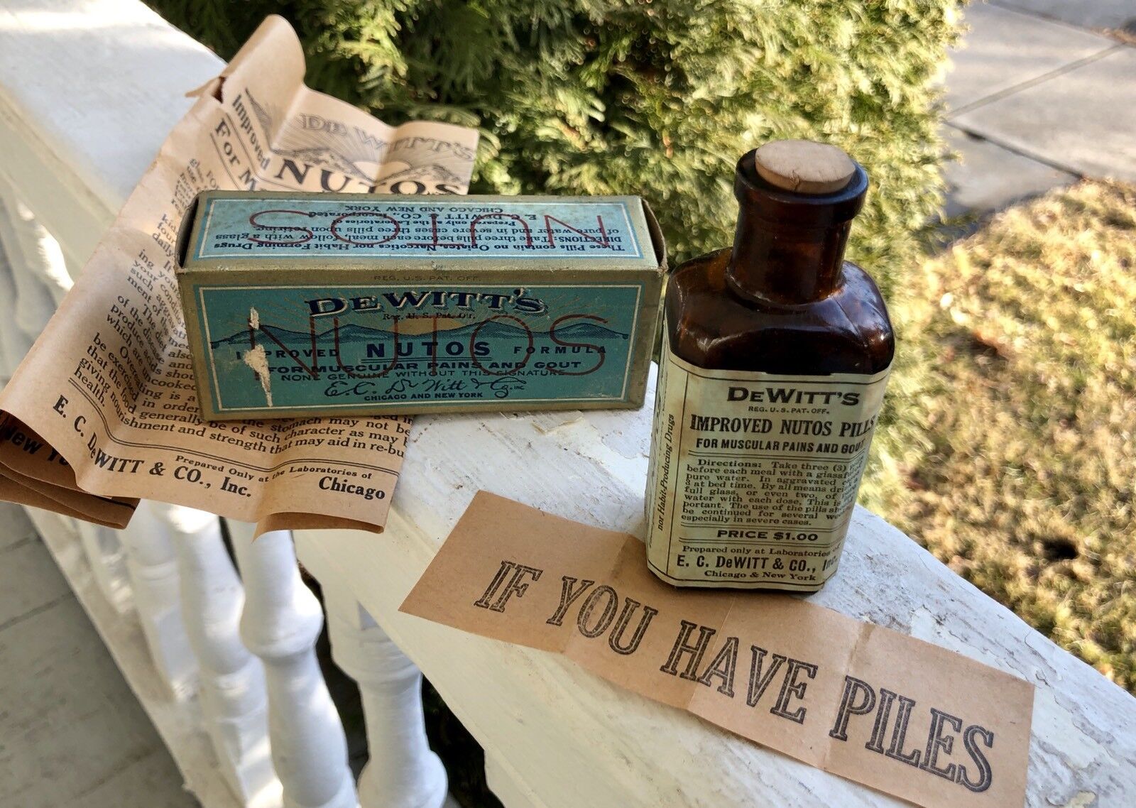 Rare Antique Cork Top Medicine “NUTOS”+Org.box NO OPIATES ON LABEL+ Adv.