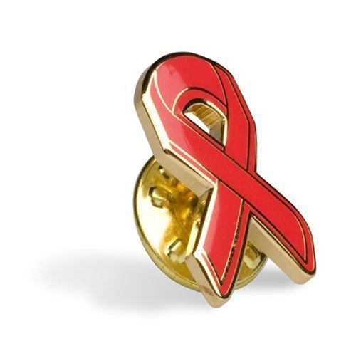 RED RIBBON LAPEL PIN SUPPORT FIGHT AGAINST HIV AIDS