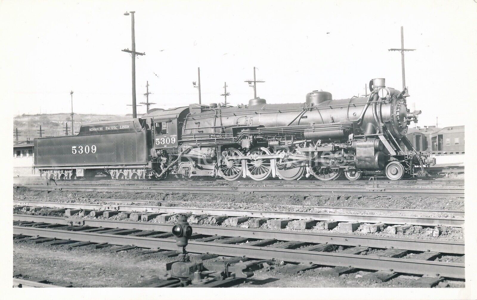 B&W RPPC MP #5309 Steam Loco 4-8-2 Missouri Pacific Lines MoPac 1940’s