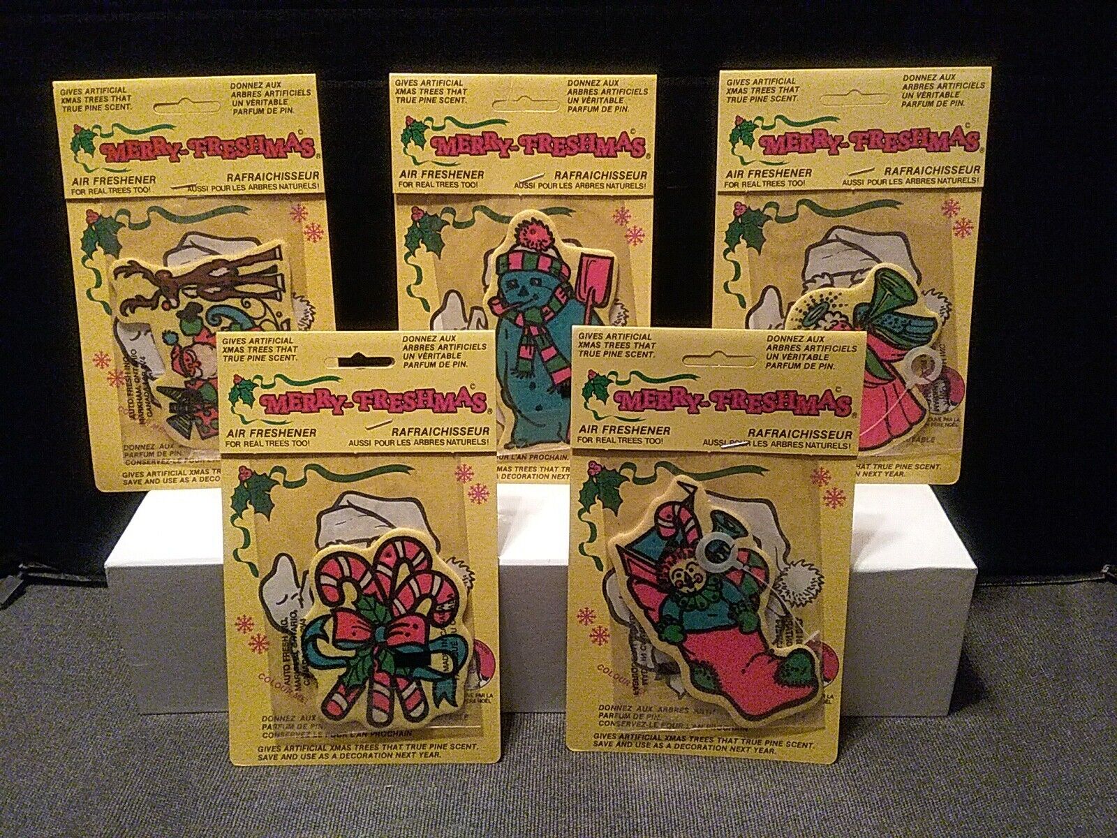 Vtg Merry-Freshmas Christmas Tree Highly Scented Air Fresheners&More 5 Designs