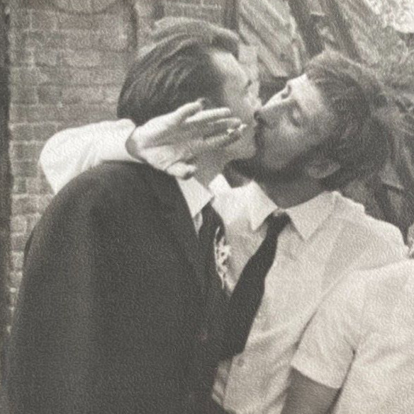 Affectionate Handsome Men Kissing, Guys Gently Kissing Gay Int Vintage photo