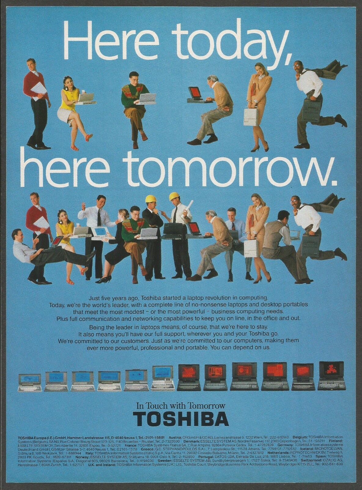 TOSHIBA LAPTOPS   - 1990 Computer Print Ad