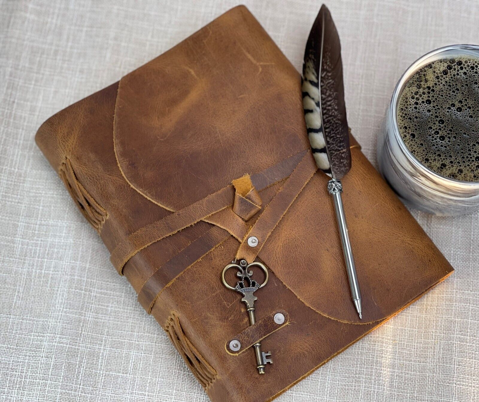 Personalized Leather Journal With Small Defects  Handmade Deckle Edge Paper