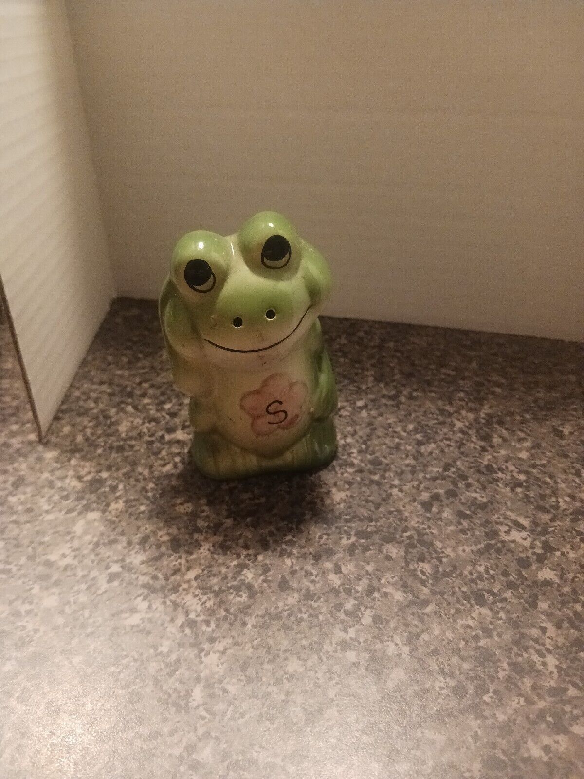 Vintage Ceramic Frog w/Flower Salt  Shakers by Nanco 