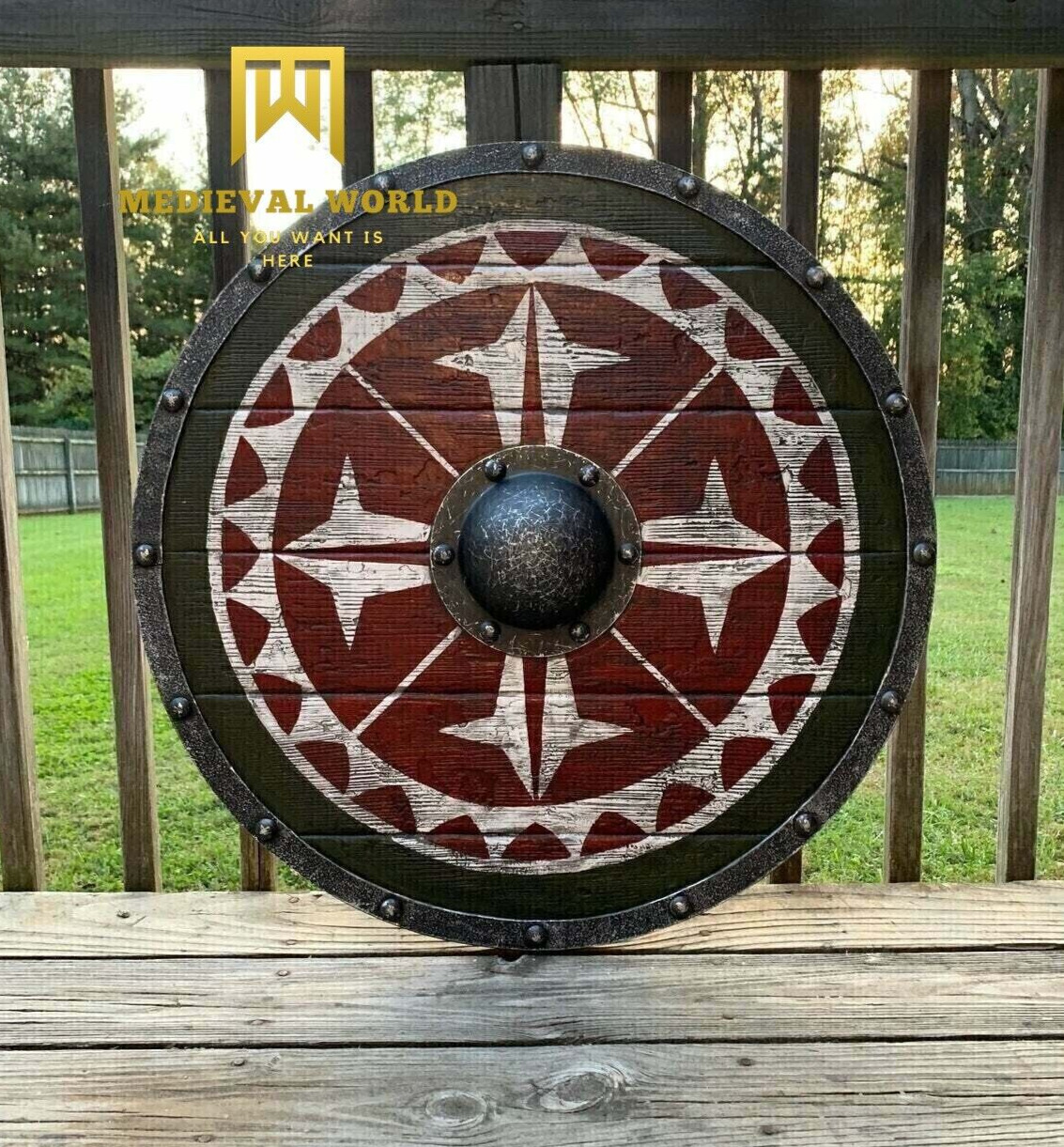 Authentic Medieval Viking Round Shield- Antique Style War Shield- Christmas Gift