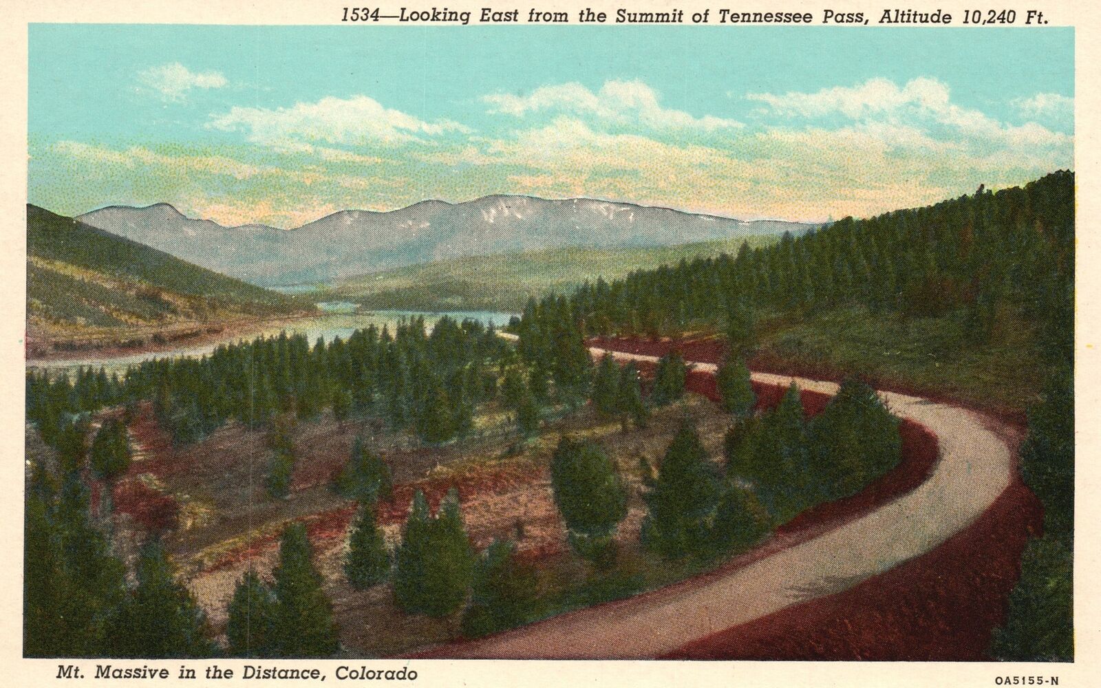 Vintage Postcard Looking East From The Summit Of Tennessee Pass Mt. Massive CO