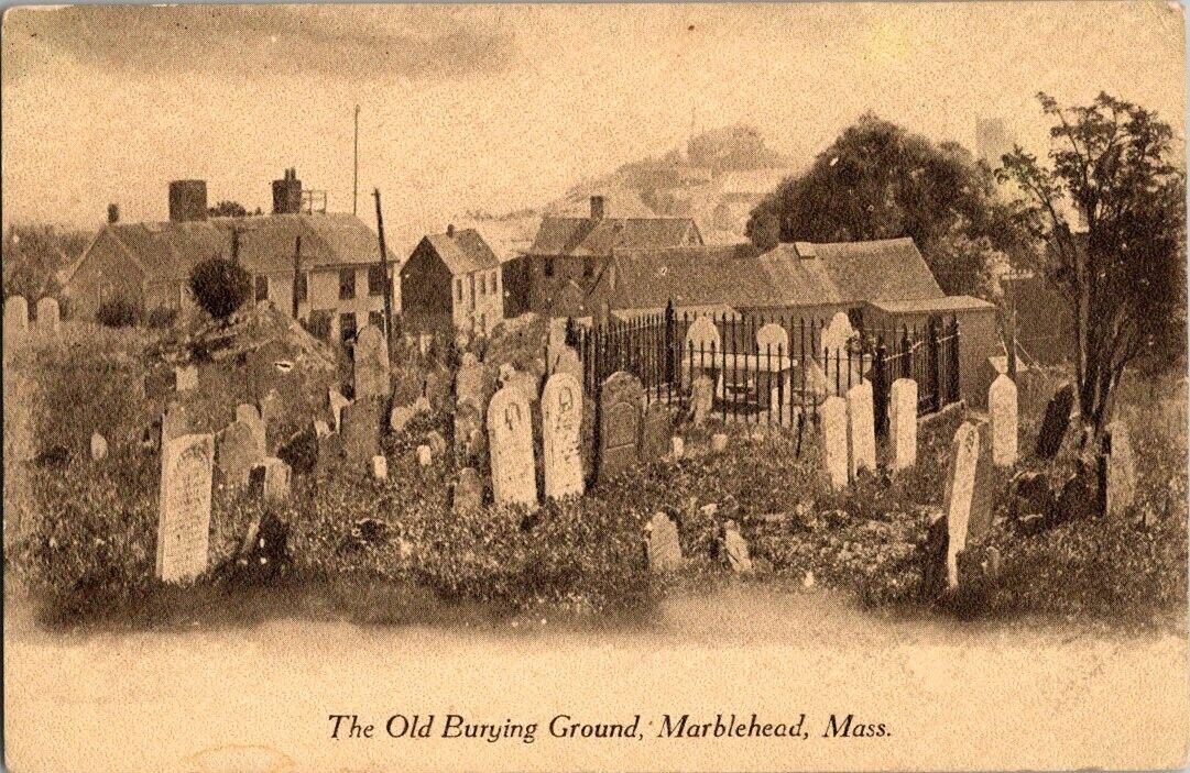 postcard The Old Burying Ground Marblehead Massachusetts B1