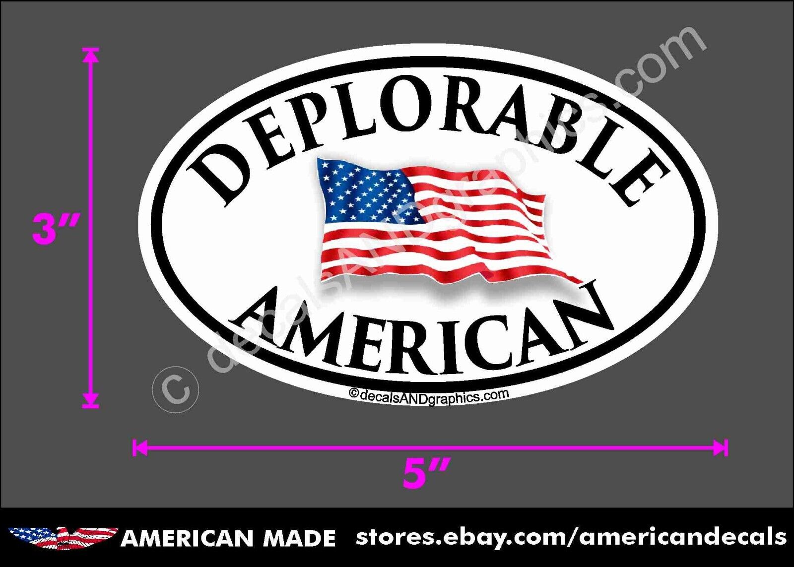 DEPLORABLE AMERICAN FLAG DECAL WINDOW BUMPER STICKER POLITICAL TRUMP 